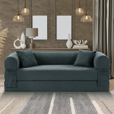Floor Couch -3 Seats Compression Sofa - Convertible Floor Sofa Bed - with 2 Pillows by Wrought Studio