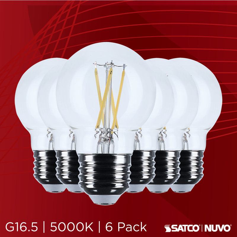 G16.5 LED Medium Base Clear CCT 120 Volt, 5000 Kelvins, 5.5 W, 500 Lumens