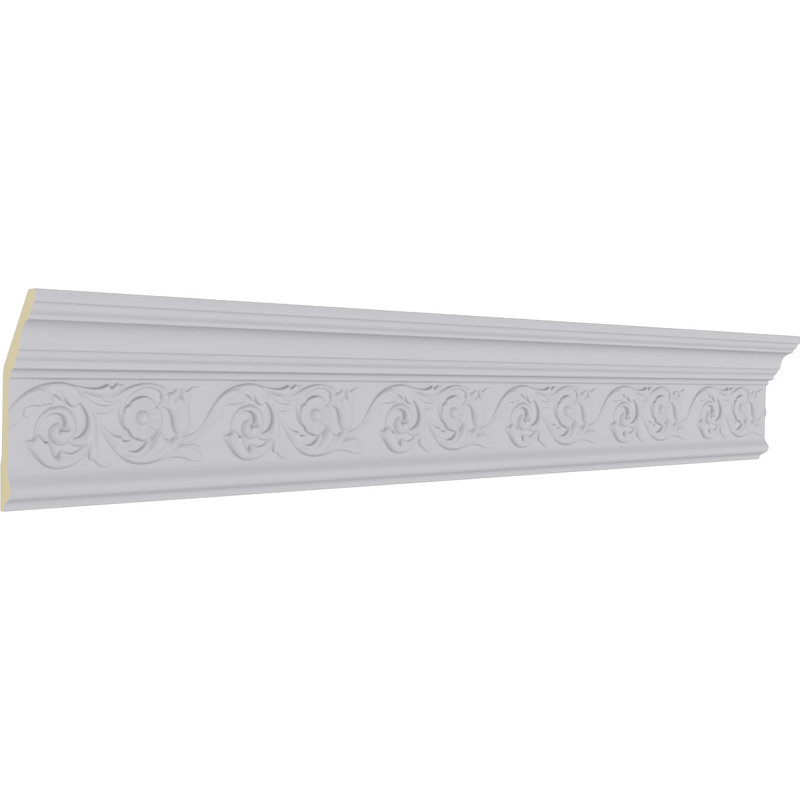94.5" White Polyurethane Floral Crown Moulding