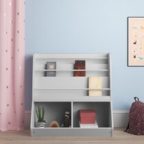 Aoibox Kids Furniture Gray Storage Cabinet with HDPE Shelf and 6-Bins for Playroom, Bedroom, Living Room