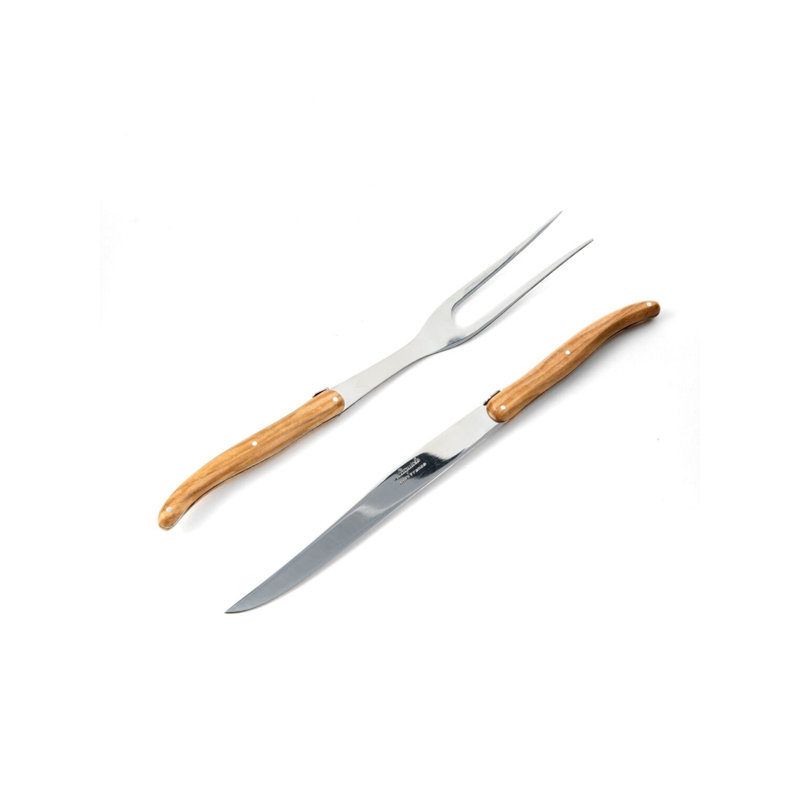 Laguiole Carving Set, Olivewood in wooden box