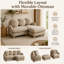 Canapé d'angle Channell 2 places en chenille avec pouf amovible, assise profonde avec 4 coussins décoratifs, dossier et accoudoirs arrondis, pieds en bois massif pour salon-774280859
