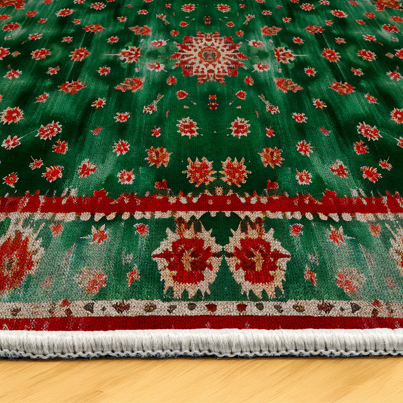 Tapis oriental en coton et polyester à imprimé numérique Nouvelle Collection Nouvelle Collection, Carré 4 pi