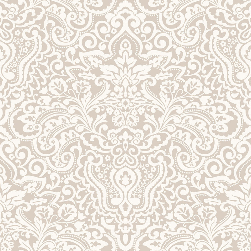 Italian Classics 4 Damask 3D Embossed Wallpaper Roll, Beige