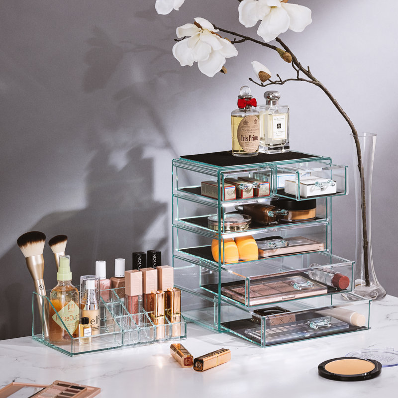 Trousse de rangement en acrylique et maquillage Sorbus, 2 pièces, bleu sarcelle, Bleu sarcelle