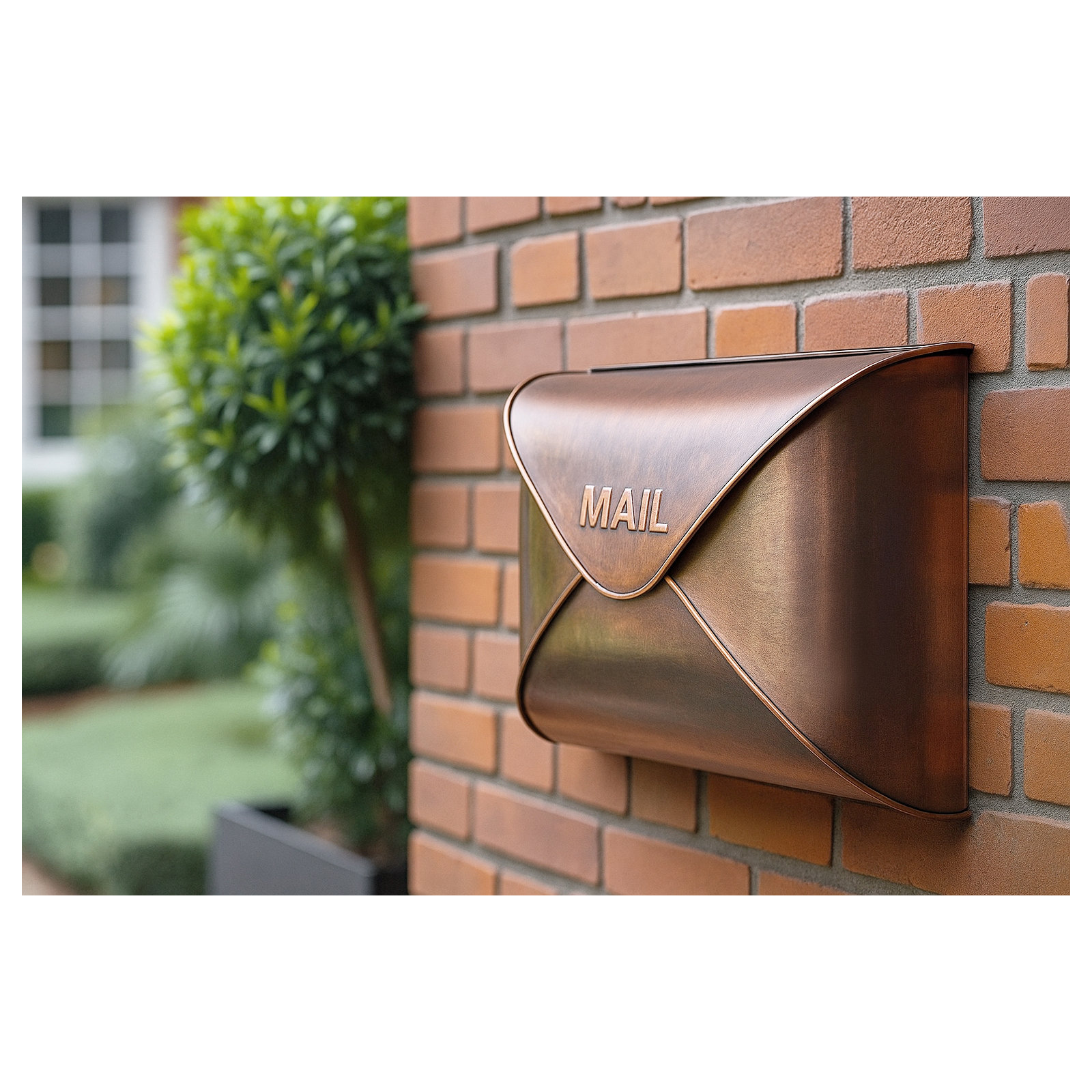 Metal Wall Mounted Mailbox, Copper