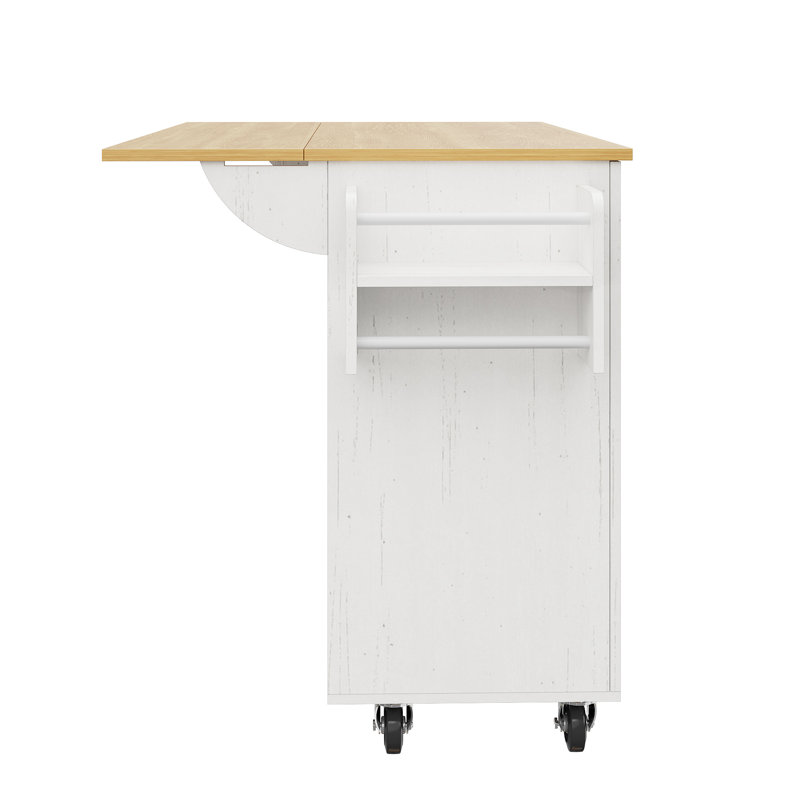 Wood Kitchen Island, White