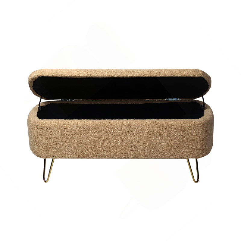 Banc de rangement avec repose-pieds à l'extrémité du lit, banc d'entrée rembourré, Doré, Chameau