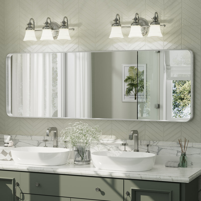 Miroir mural Aevar, 65 po x 22 po, Argent brossé