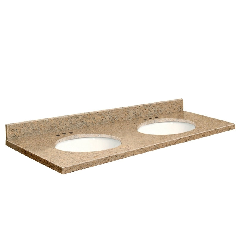 Plateau de salle de bain double 61 po meuble-lavabo, Décalé de 8 po, Blanc, Vert Uba