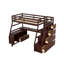 Lit mezzanine simple avec 7 tiroirs, 2 tablettes et bureau - Espresso-2007159934-2007159932