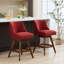 Tabouret de bar pivotant à hauteur de comptoir, ensemble de 2 tabourets de bar rembourrés à hauteur de siège de 26 po de hauteur, tissu rouge vin