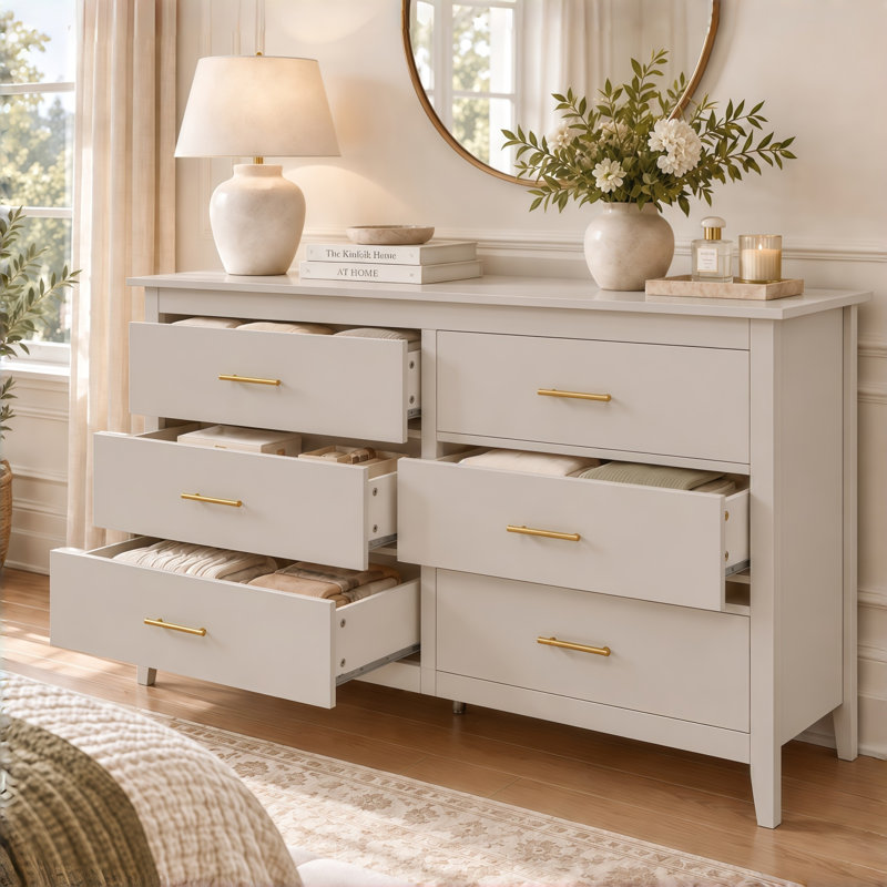 MDF 6 - Drawer Rectangle Accent Chest, Beige