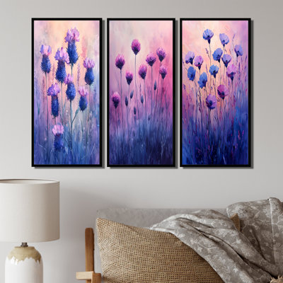 Rêve de champs de bleuet en mauve I - Collection d'art mural Cornflowers