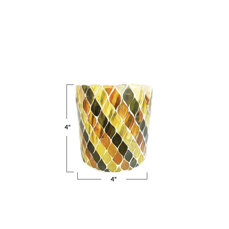 Round Glass Mosaic Votive Candleholder
