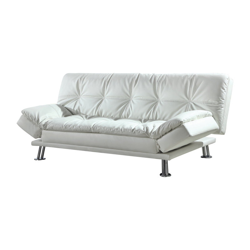 Peniel 72.6'' Faux Leather Sleeper Sofa, White Faux Leather