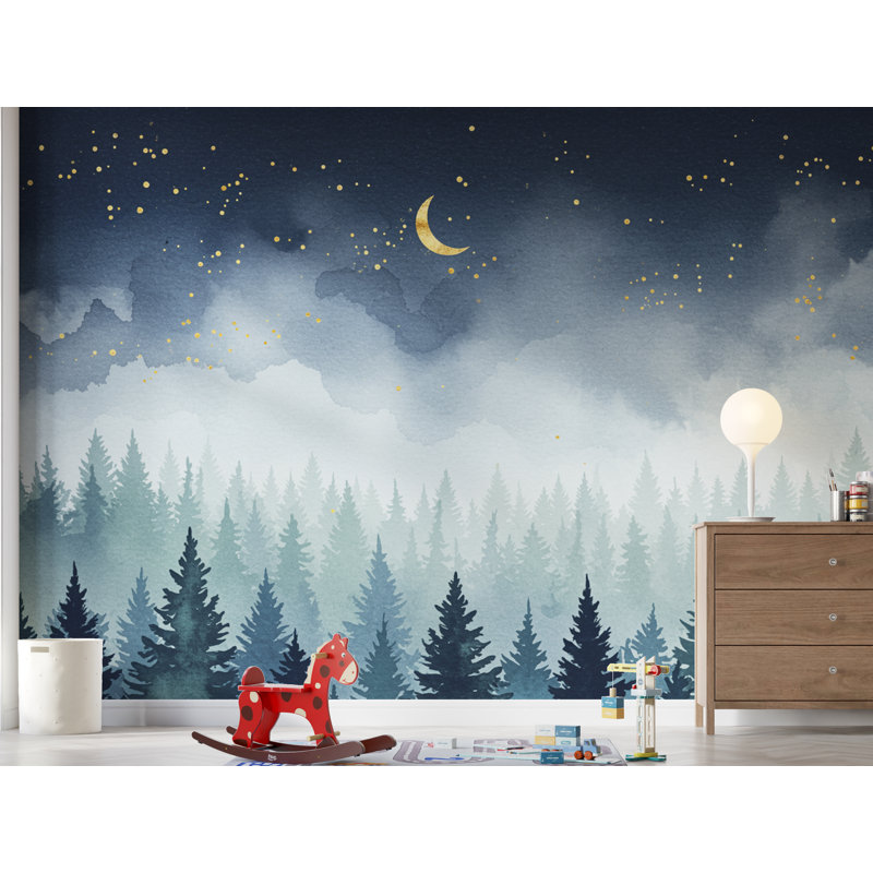 Dreamy Night Forest, 80 po x 120 po, Premium Non-Woven