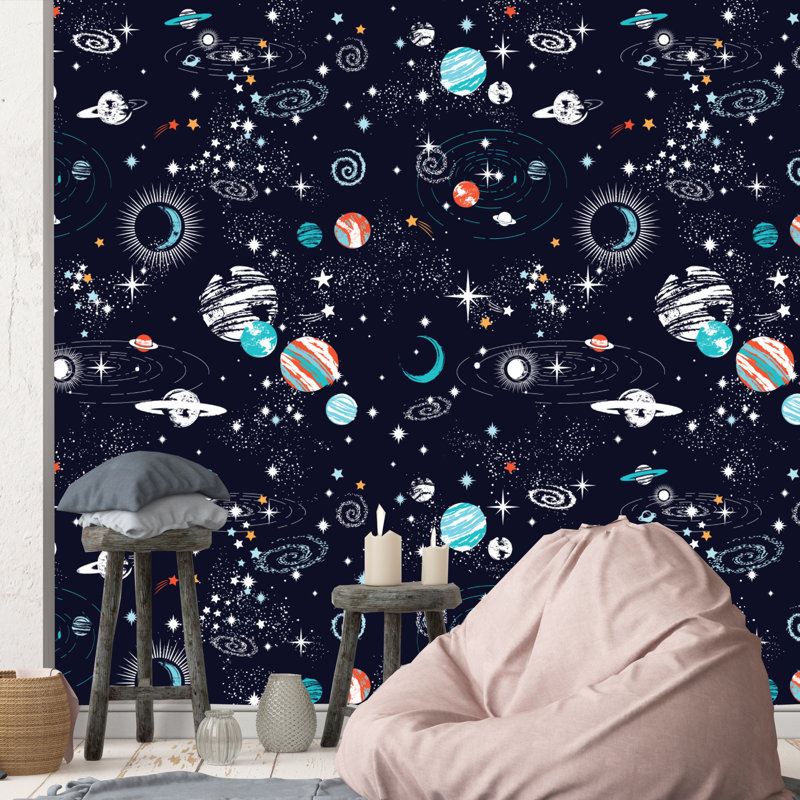Rouleau de papier peint adhésif L 10 pi x 24 po Abigai Space Planets