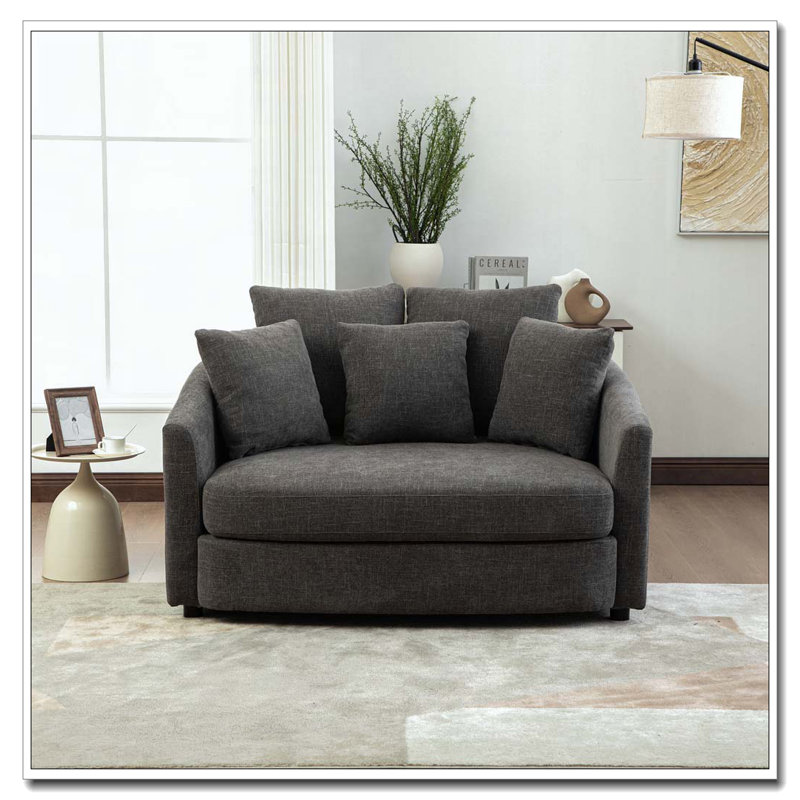 Méridienne rembourrée de 56,3 po de largeur avec coussins, Gris