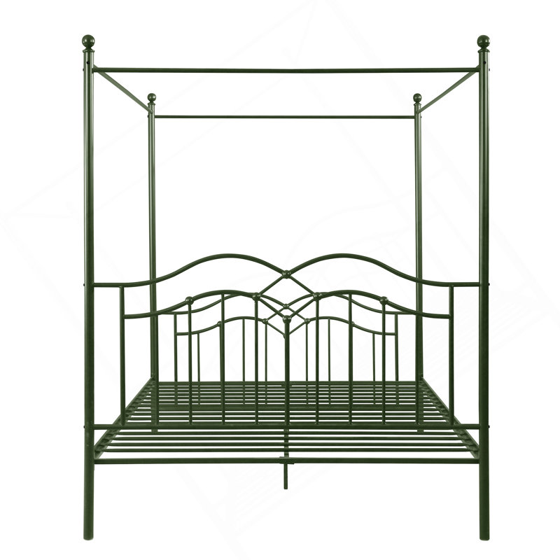 Queen Size  Canopy Bed Frame, Pink, Antique Green