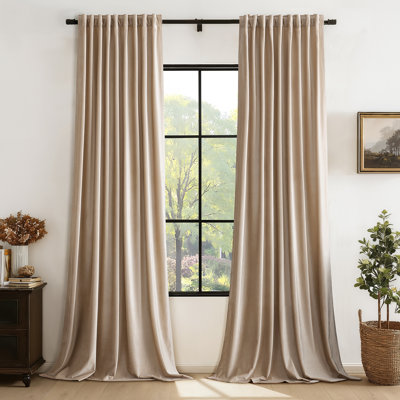 Luxury Velvet Blackout Thermal-Insulated Curtains. Room Darkening 75%-95% Rod Pocket Back Tab Drapes for Living room Bedroom (set of 2)