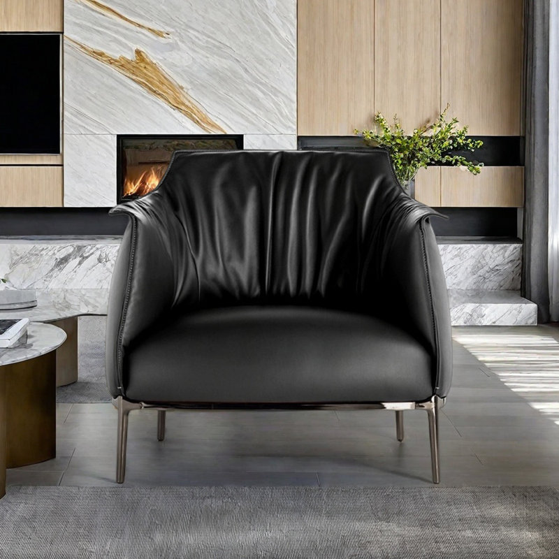 Canapé en similicuir noir moderne et luxueux