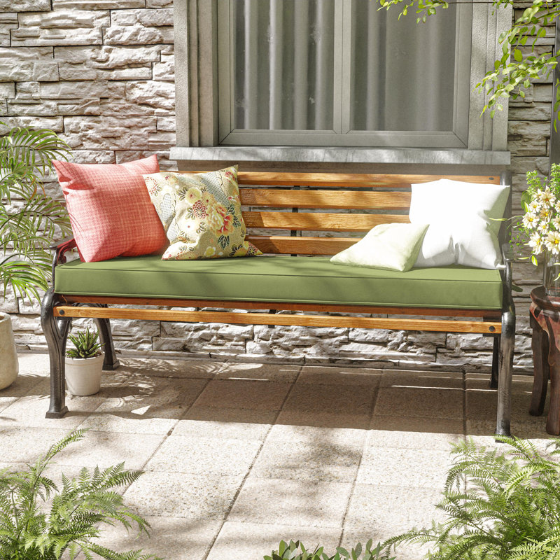Outdoor Bench Cushion 60 X 18 X 3 Inch Indoor And Outdoor Seat Cushions, 60" W x 18" D, Pea Green