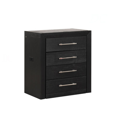 Bedside Vanity Set W/ Stool Black Storage Drawers Nickle Pulls Handles Vanity LED Contemporary Style