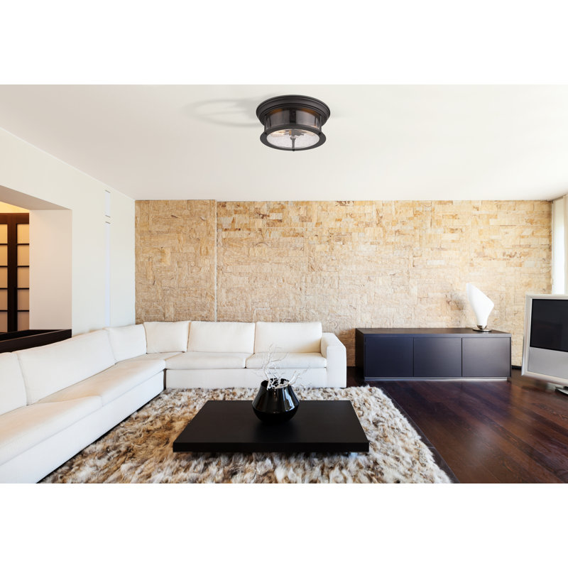 Canale Glass Flush Mount, 5.5"H x 11"W x 11"D, Bronze