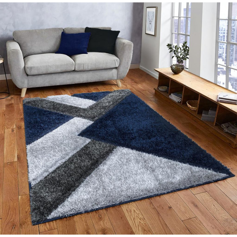 Woodbranch Geometric Shag Area Rug, Rectangle 60 x 110cm