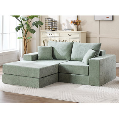 Boneless 79" Reconfigurable Sectional Compressed Sofa Bed with Pillows
