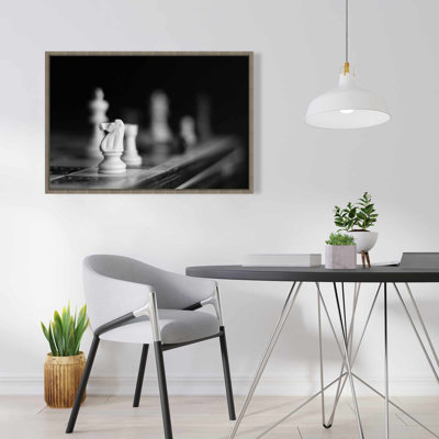Monochrome Chess Games | Minimalist Shapes Framed Canvas