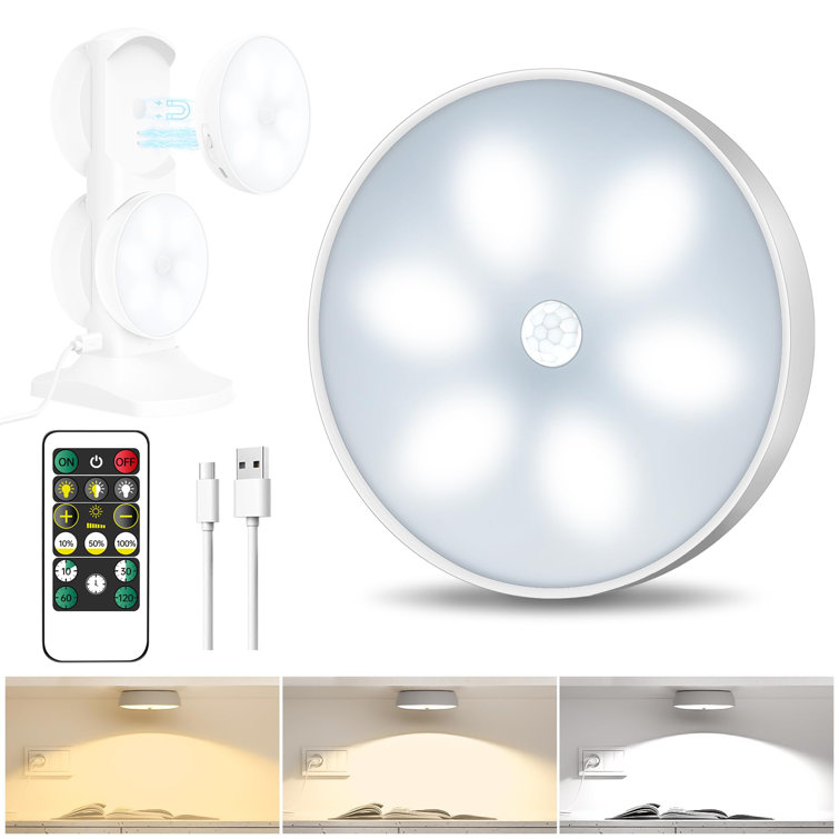 Wireless Motion Sensor Disc Wall Light - Dimmable LED Night Light With Remote Control