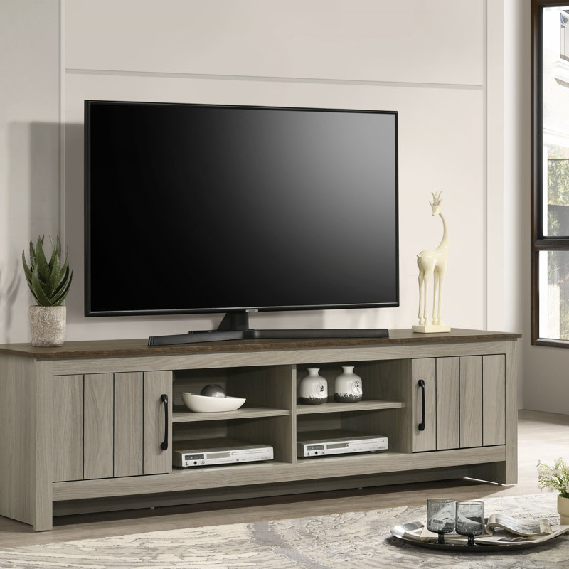 Meuble télé 68,5 po avec tablettes et portes d'armoire