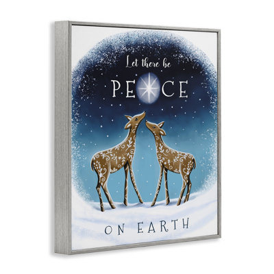 «Peace on Earth Reindeer», art de la giclée encadrée par Elizabeth Tyndall