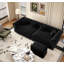 Canapé Chesterfield convertible en lit, canapé trois places en velours avec pouf amovible