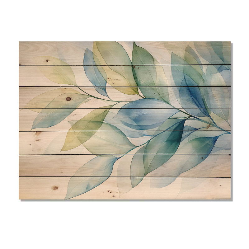 Plantes botaniques vertes minimalistes II - feuilles, décoration murale en bois sur bois de pin naturel, H 34 po x l 44 po