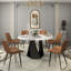 Ensemble de table de salle à manger en pierre frittée 7 pièces avec chaises en similicuir-311572129-311572133