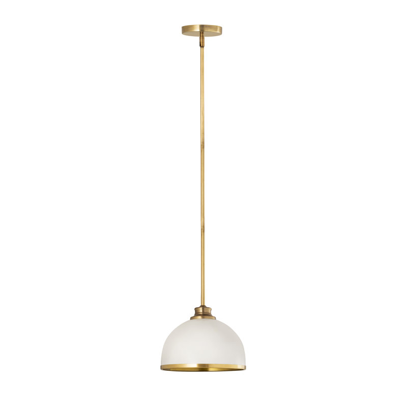 Luminaire suspendu 1 lumière Hagberg, Laiton frotté, Blanc mat, H 10,5 po x l 10 po x P 10 po