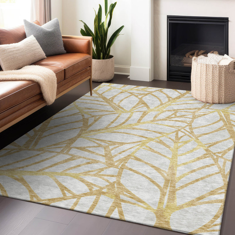 Tapis doré de qualité supérieure lavable à la machine, Rectangle 9 pi x 12 pi