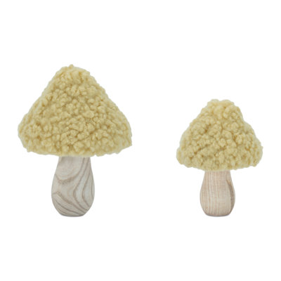 Wood & Fabric Mushroom Figurines