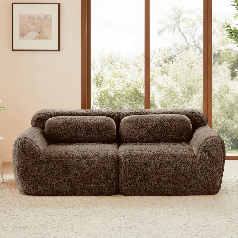 Canapé modulaire à 2 places pour canapé modulaire, conception antidérapante en tissu moelleux et moelleux, éponge haute densité 32D, conception ergonomique sans assemblage, avec coussins décoratifs pour le salon