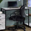 Bureau d'écriture rectangulaire avec base en métal-875567483-875567484