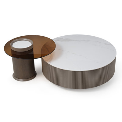 Modern Round White Nesting Coffee Table Set