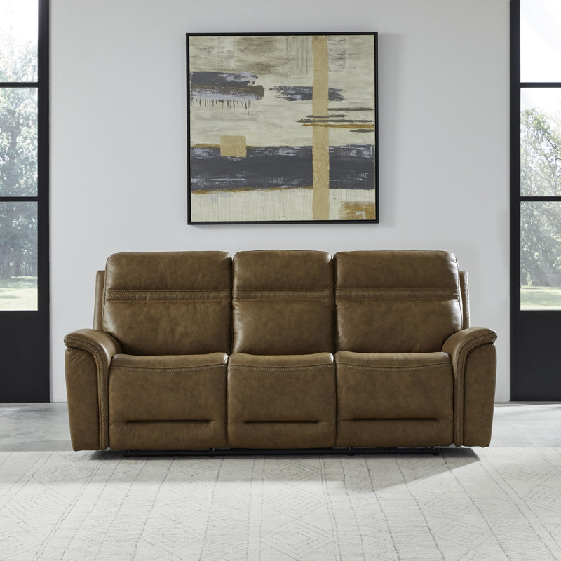 Cabrero 87'' Zero Gravity Leather Power Reclining Sofa, Camel