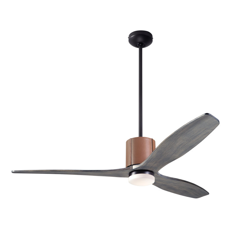 LeatherLuxe 54'' Ceiling Fan with LED Lights, Wall Control, Dark Bronze/Tan, Graywash