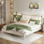 Grand lit en bois massif, support robuste de 500 lb, aucun sommier tapissier requis, tête de lit tapissier noire avec poignées en métal-1473579112-1473579118