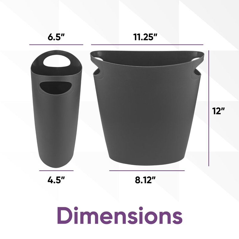 Mini poubelle en plastique 2 gallons Superio, Gris