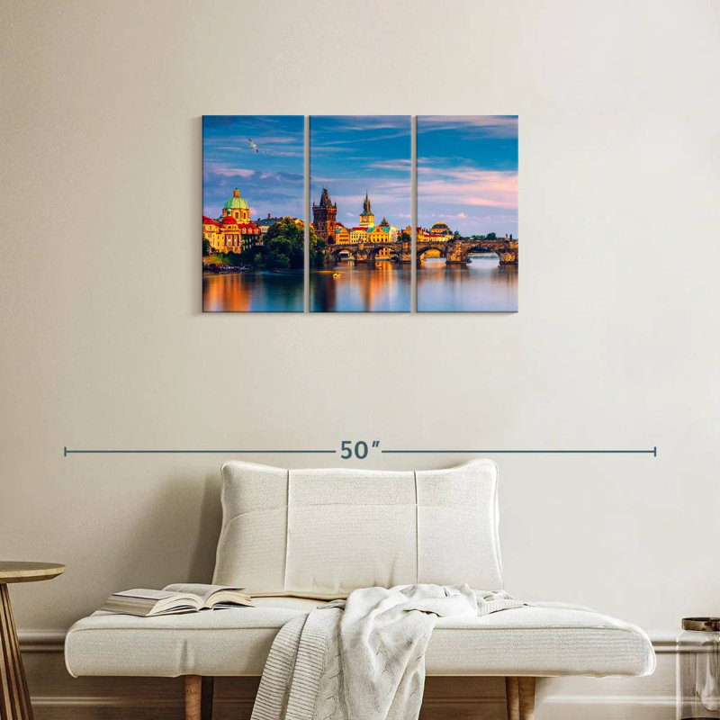Charles Bridge And Cityscape, 20" H x 33" W