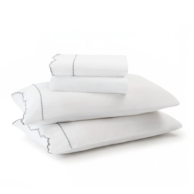 4 Pieces Queen Cotton Sheet Set,Grey+White